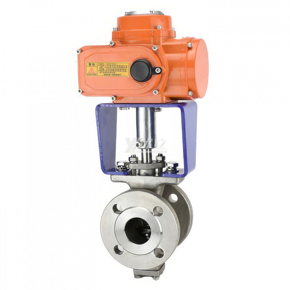 YOULI  High Temperature ANSI 150-300LB JIS 10K 304 316 Stainless Steel Motorized Electric Actuator V-Type Flanged Ball Valve