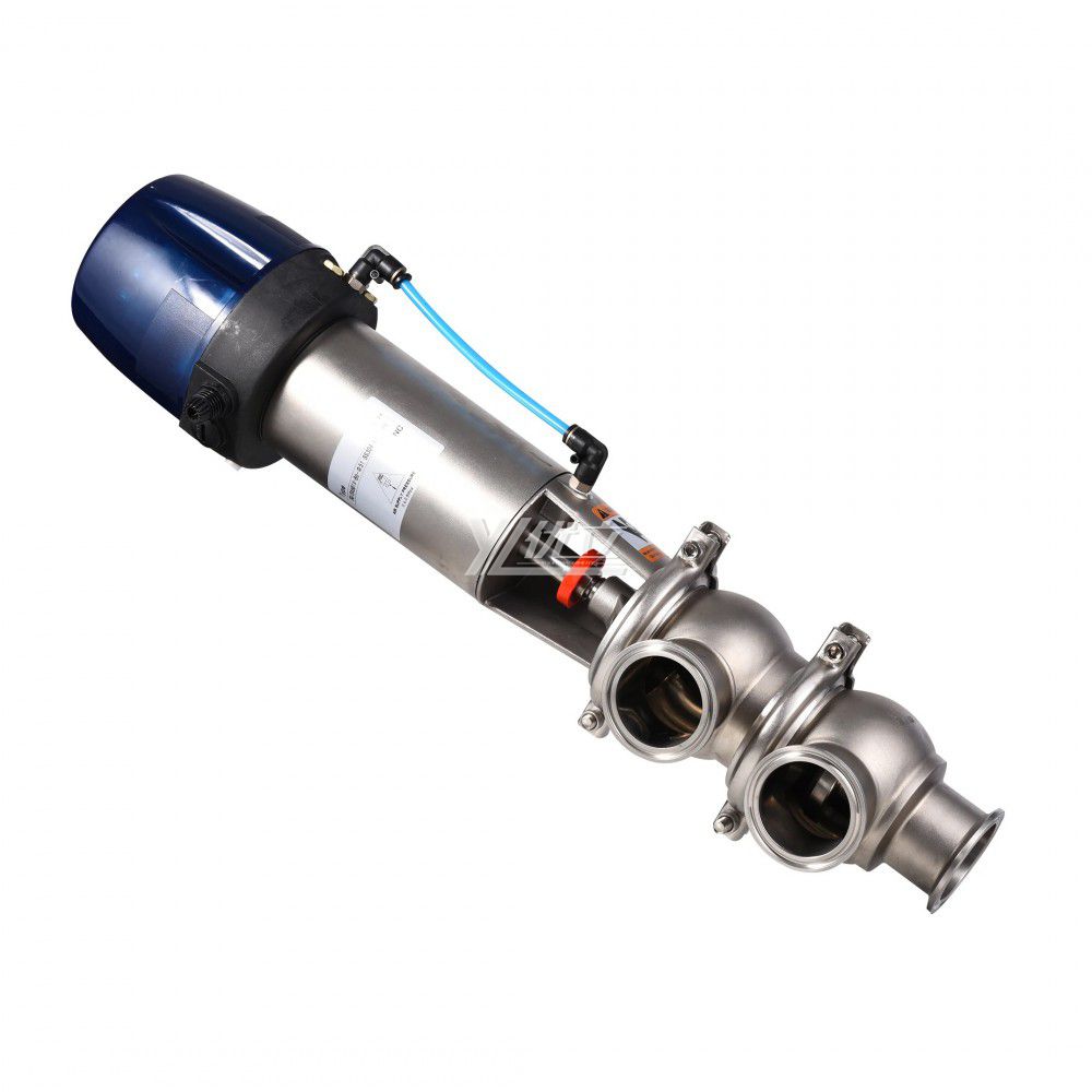YOULI Hygienic Food Grade Sanitary Stainless Steel 304 316L Intelligent Pneumatic LL Type Tri Clamped  Reversing Divert Valve