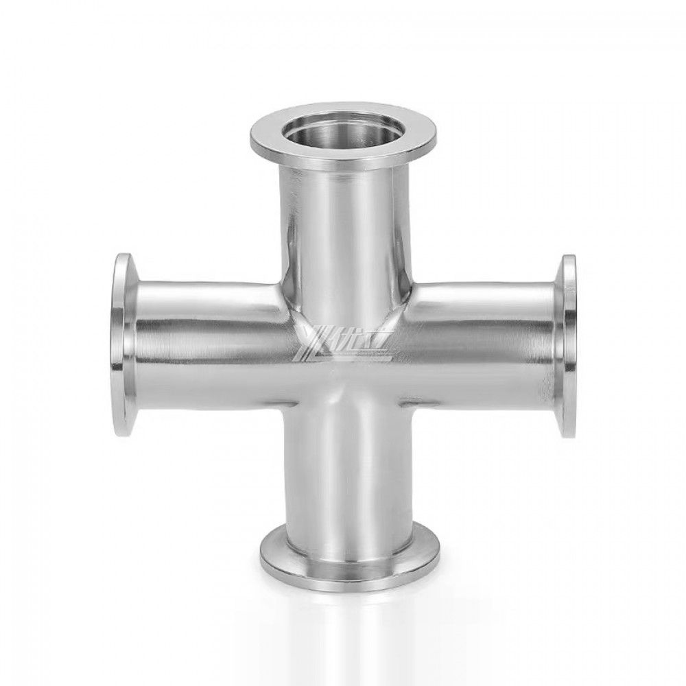 YOULI Hygienic Food Grade Sanitary Stainless Steel 304 SS316L KF25 KF40 KF50 4 Way Tri-clamp Pipe Fitting Equal Vacuum Cross