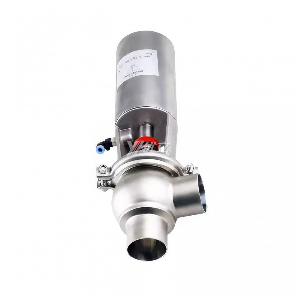 YOULI Hygienic Food Grade Sanitary Stainless Steel 304 316L Feedback signal Pneumatic L Type Butt Welded Cut-off Stop Valve