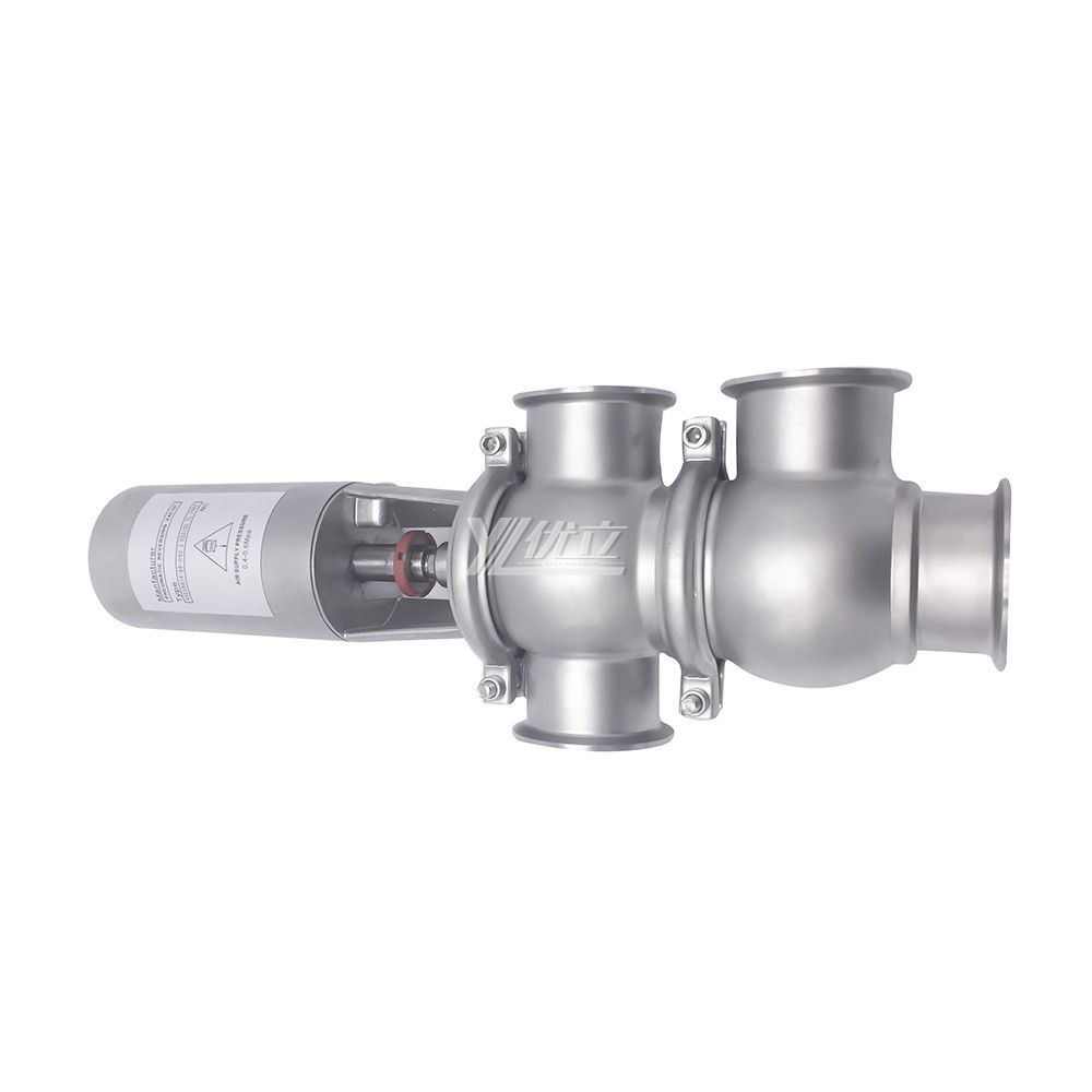 YOULI Hygienic Food Grade Sanitary Stainless Steel 304 316L Stop Pneumatic TL Type Tri Clamped  Reversing Divert Valve