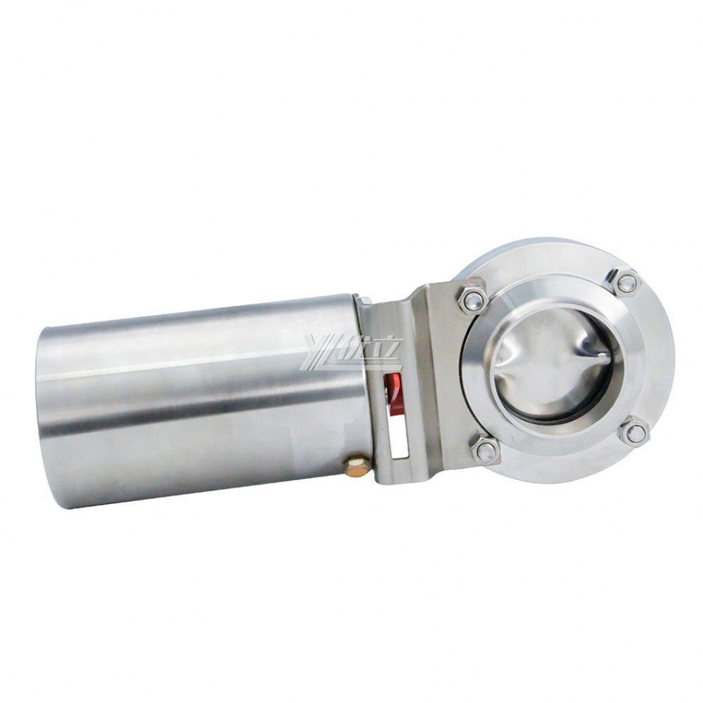YOULI Hygienic Food Grade Stainless Steel 3A/SMS/DIN 304 316 Silicon Sanitary Butt Welded butterfly Valve Pneumatic Actuator