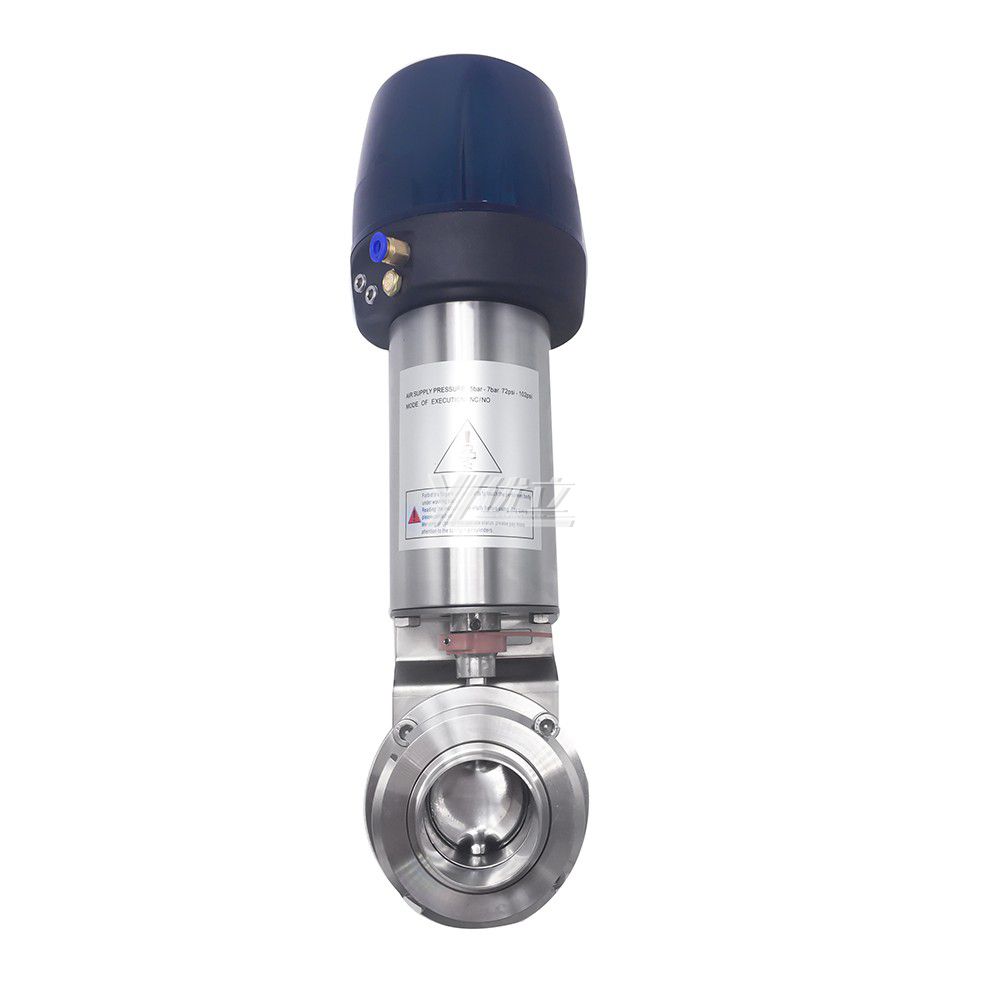 YOULI Hygienic Food Grade  Stainless Steel 304 316 Smart Head Complete Set Sanitary Male Pneumatic Threaded butterfly Valve