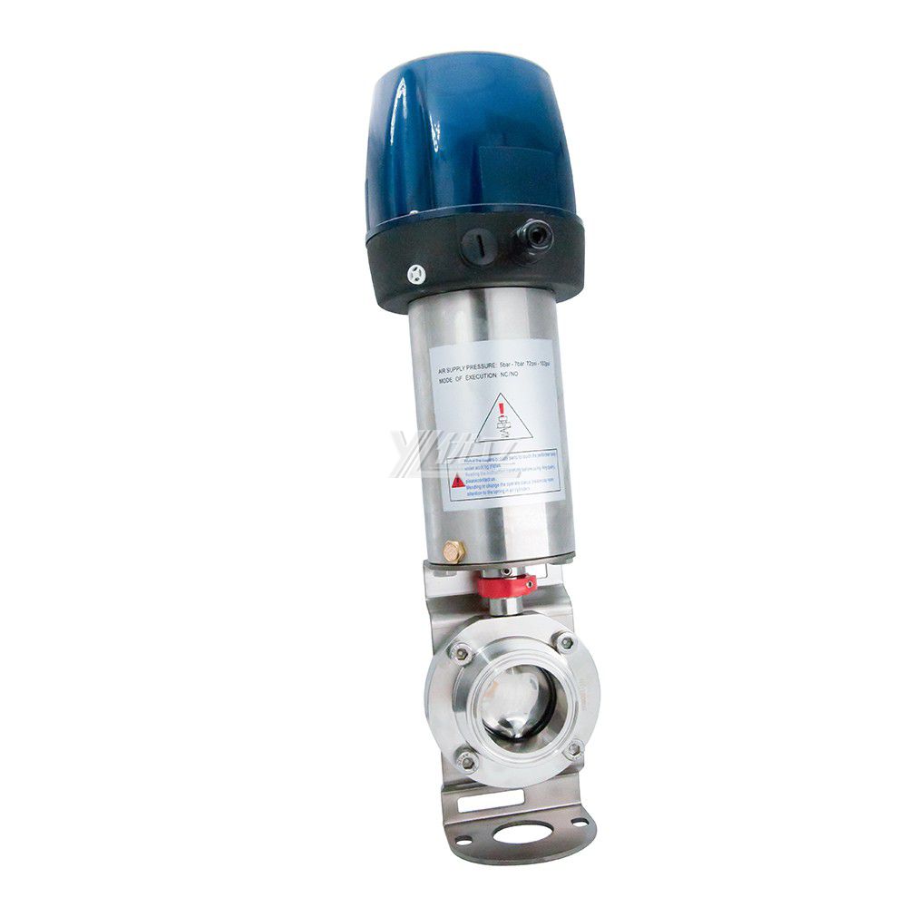 YOULI Hygienic Food Grade  Stainless Steel 3A/SMS/DIN 304 316 Silicon EPDM Sanitary Pneumatic Tri Clamped Butterfly Valve