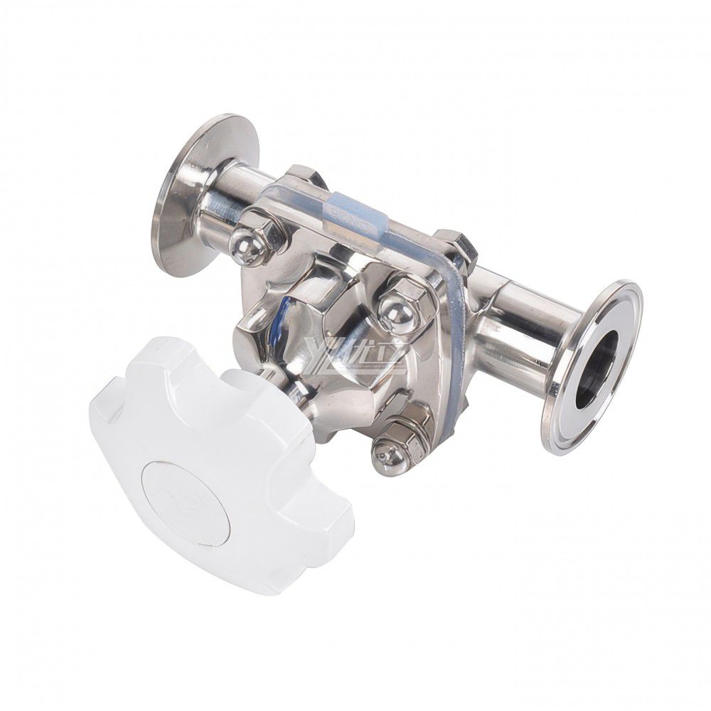 YOULI Hygienic Food Grade Sanitary Stainless Steel 316L Silicone Membrane Medicine Manual Straight Tri Clamped Diaphragm Valve