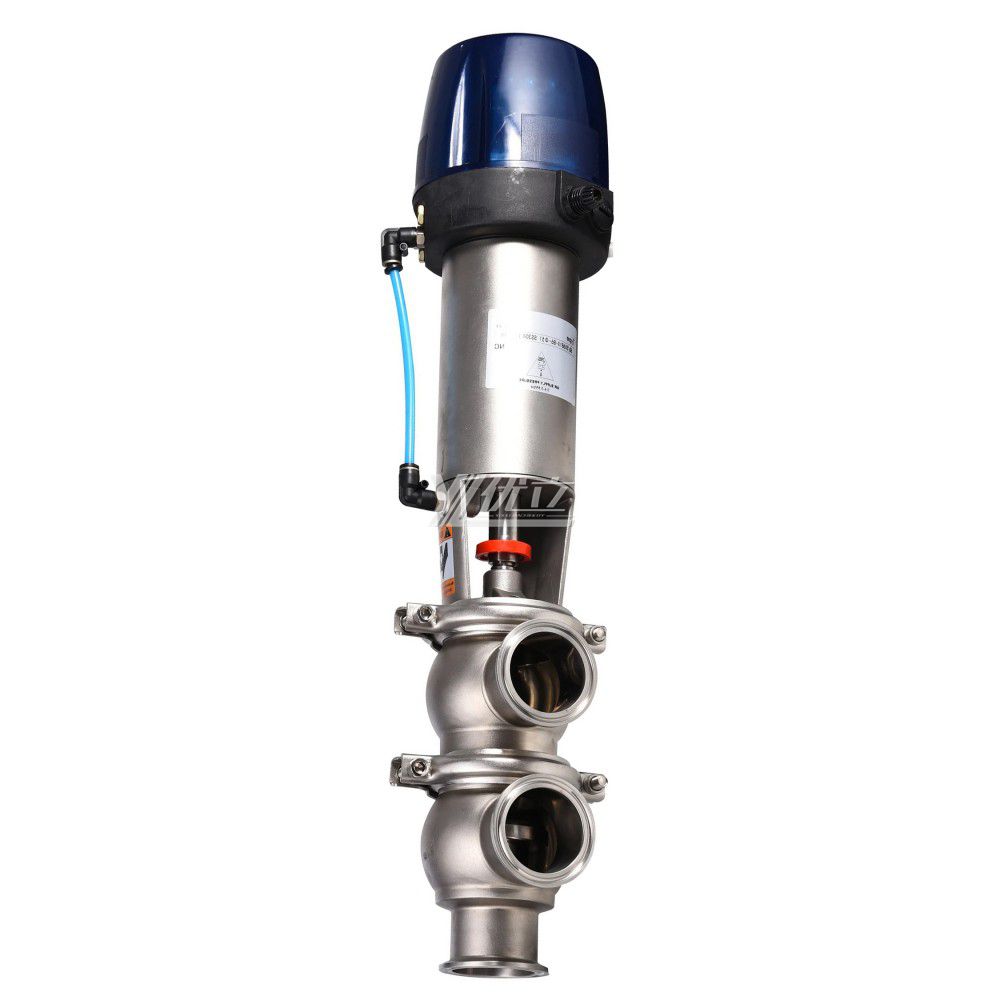 YOULI Hygienic Food Grade Sanitary Stainless Steel 304 316L Intelligent Pneumatic LL Type Tri Clamped  Reversing Divert Valve