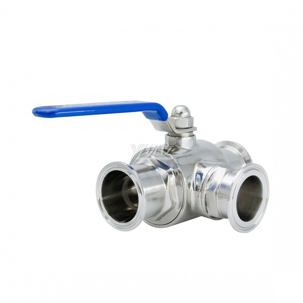 YOULI 2 Inch Hygienic Food Grade Stainless Steel Ss 304 316 L Type Milk Beverage Sanitary Manual 3-way Tri Clamped Ball Valve