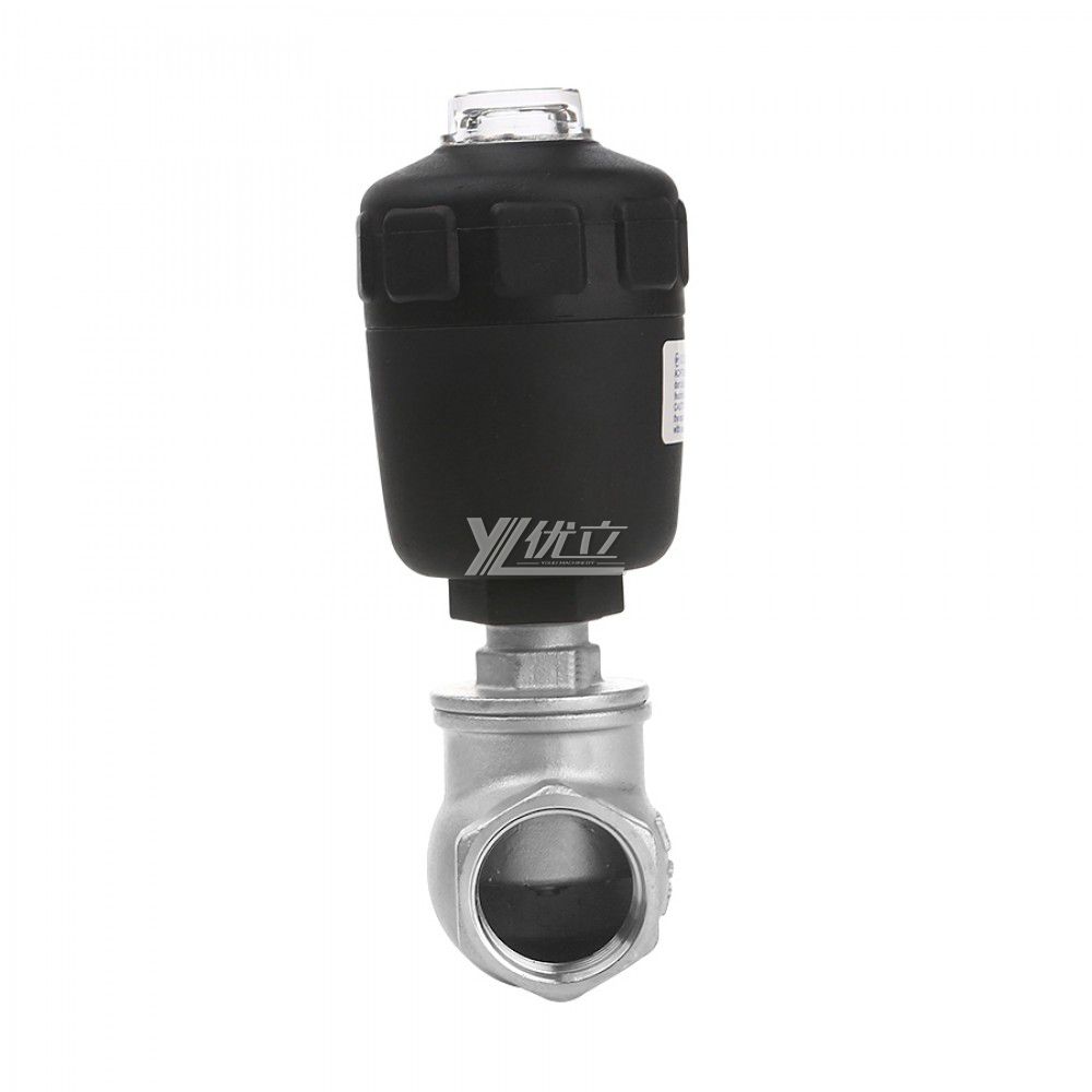 YOULI Premium 1.6mpa Stainless Steel 304 316 BSP NPT T-type Plastic Head Pneumatic Female Threaded Angle Seat Globe Valve