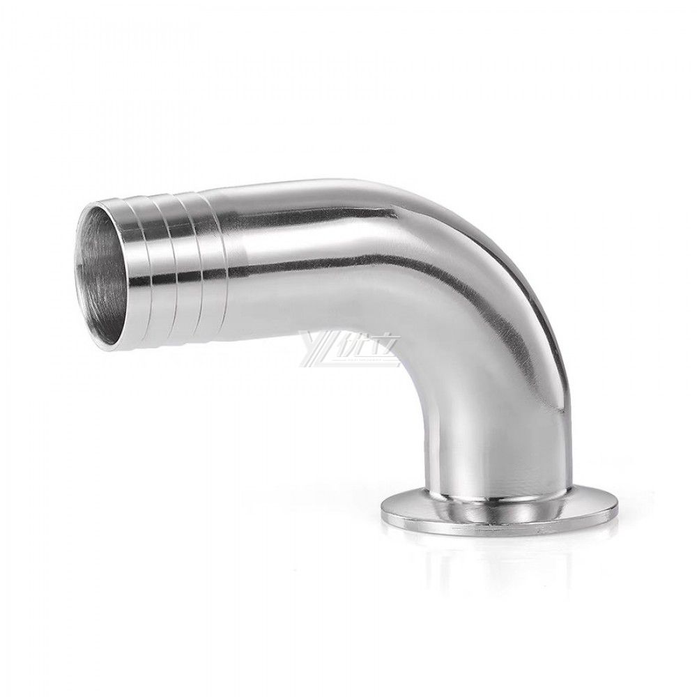 YOULI Hygienic Food Grade Sanitary Stainless Steel 304 SS316L 3A SMS DIN ISO Pipe Fitting 90 Degrees Clamped Hose Elbow