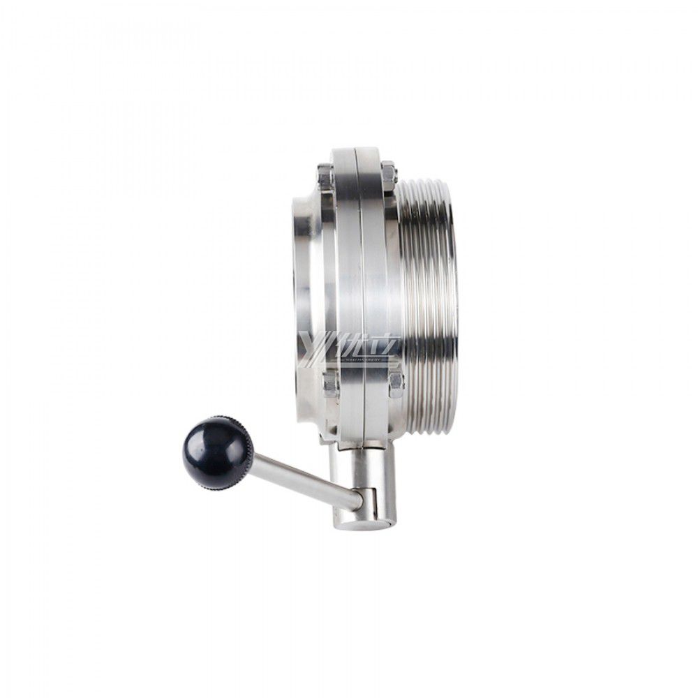 YOULI Hygienic Food Sanitary Stainless Steel 3A/SMS/DIN 304 316 Silicon Lever Handle Manual Male Threaded Welded Butterfly Valve