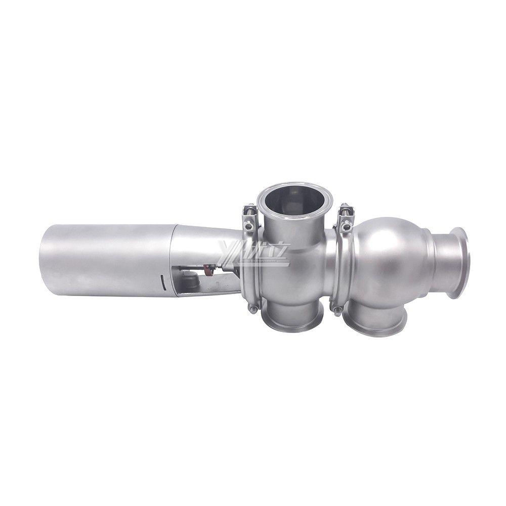 YOULI Hygienic Food Grade Sanitary Stainless Steel 304 316L Stop Pneumatic TL Type Tri Clamped  Reversing Divert Valve