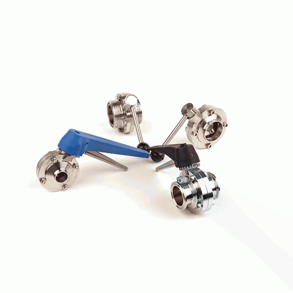 YOULI Hygienic Food Grade Stainless Steel 3A/SMS/DIN 304 316L Silicon Sanitary Manual Tri Clamped Butt Welded Butterfly Valve