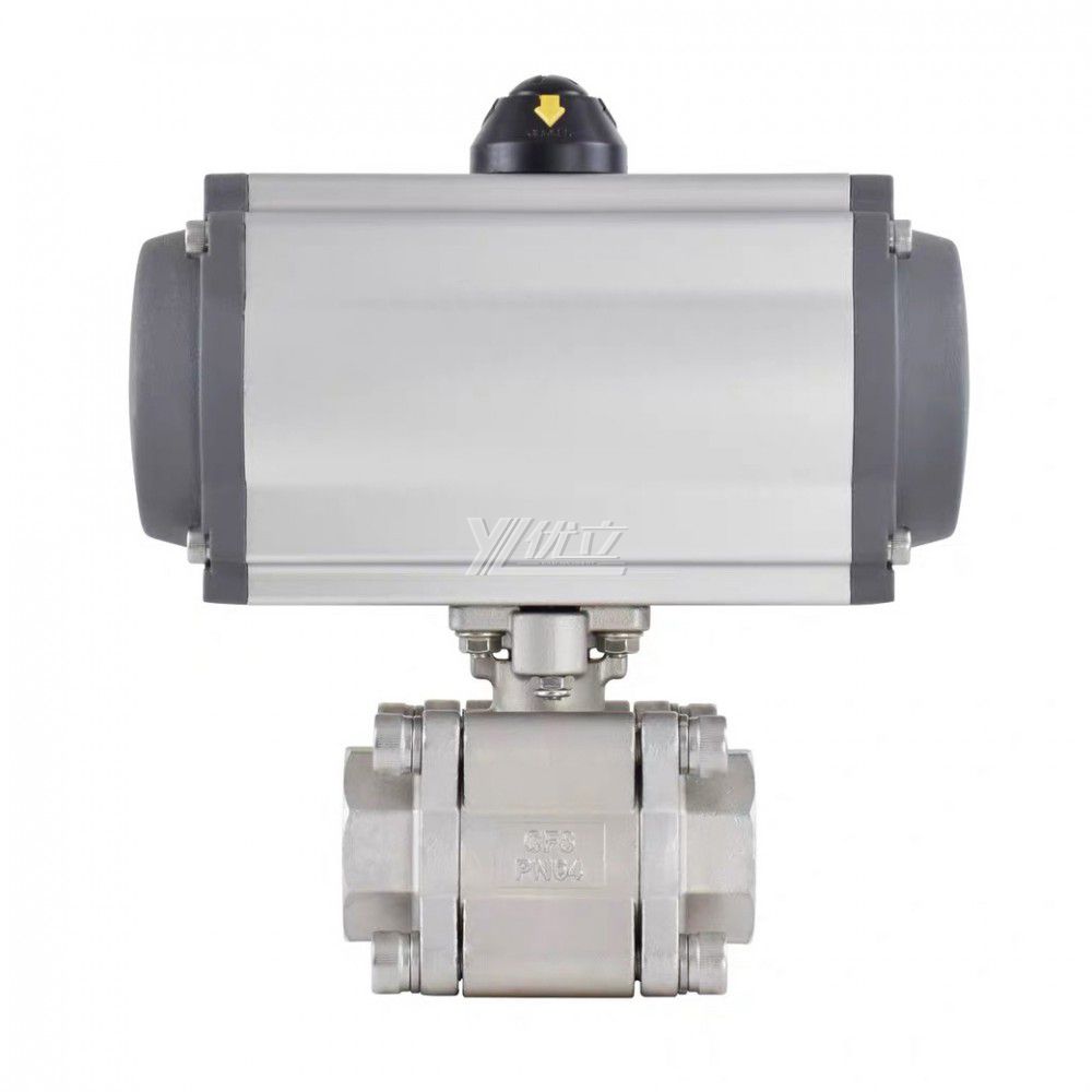 YOULI  High Temperature Metal Seal NPT BSP 2000wog PN130 Stainless Steel 304 316 Pneumatic Actuator 3PC Thread Ball Valve
