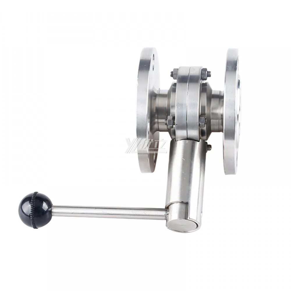 YOULI Hygienic Food Grade Stainless Steel 3A/SMS/DIN 304 316L Silicon Lever Handle Sanitary Manual Flnaged Butterfly Valve
