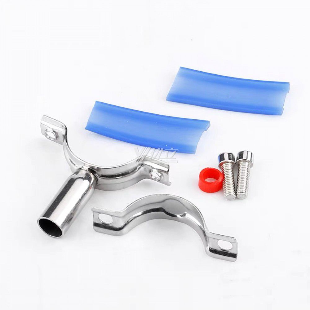 YOULI Sanitary Pipe Fittings Tri Clamp Tube Hex Pipe Holder Stainless Steel 304 With Blue Seat Seal Welded Round Pipe Holder