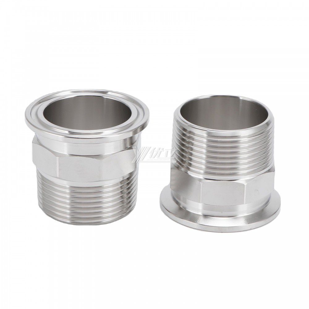 YOULI Stainless Steel 304 SS316L BSP NPT Pipe Fitting Hexagonal Male Thread Clamp Ferrule