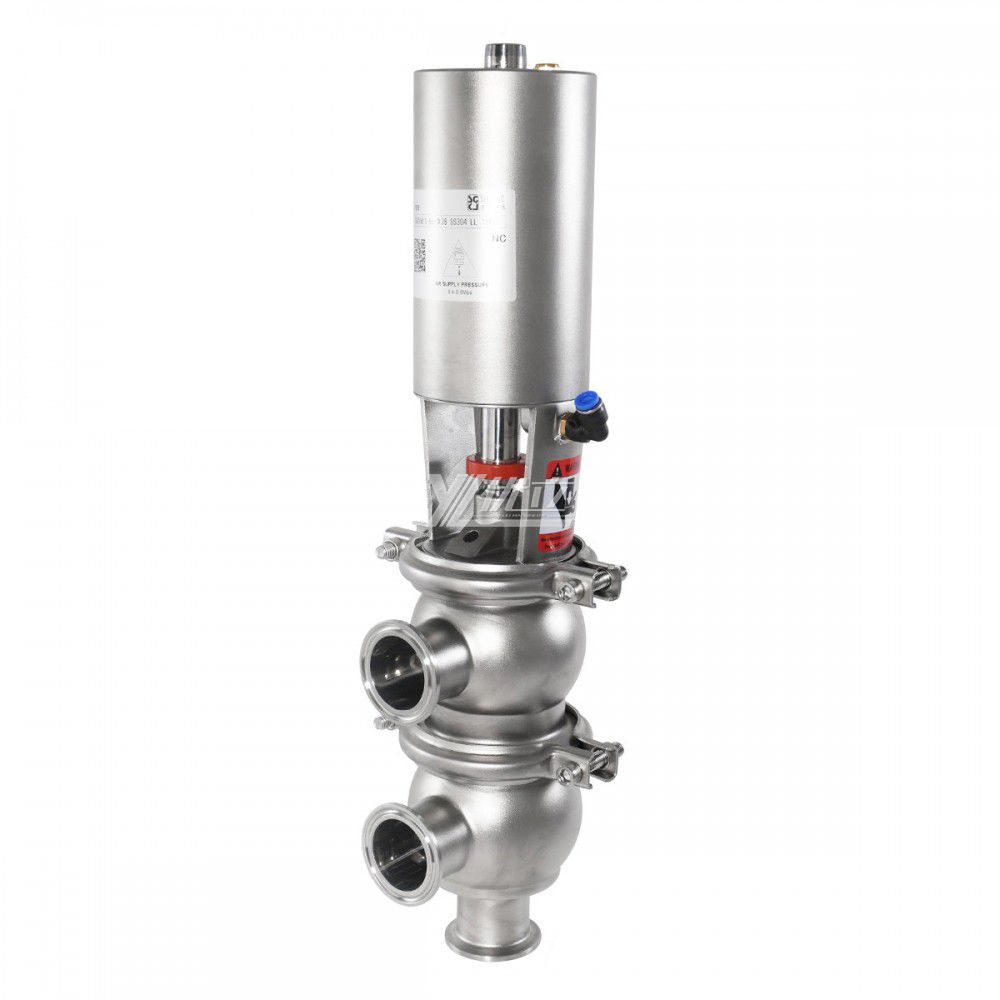 YOULI Hygienic Food Grade Sanitary Stainless Steel 304 316L Intelligent Pneumatic LL Type Tri Clamped  Reversing Divert Valve