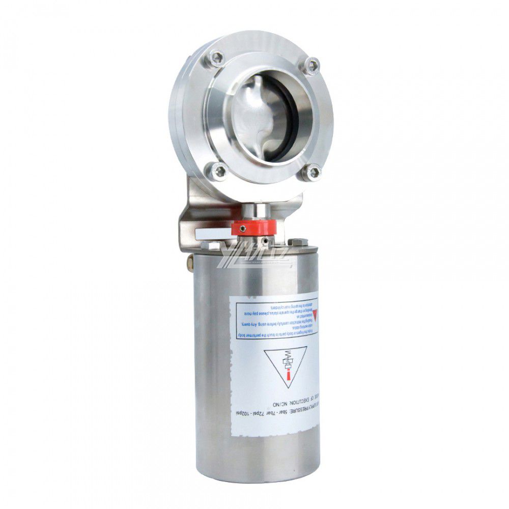 YOULI Hygienic Food Grade Stainless Steel 3A/SMS/DIN 304 316 Silicon Sanitary Butt Welded butterfly Valve Pneumatic Actuator