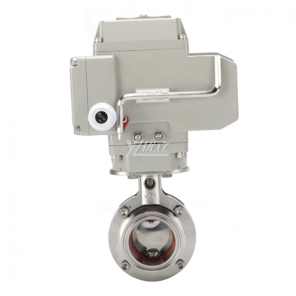 YOULI Hygienic Food Grade Stainless Steel 304 316L DC24V Sanitary Electric Tri Clamped Motorized butterfly Valve