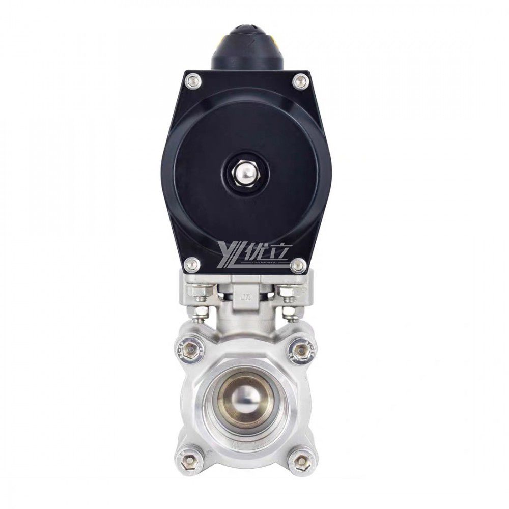 YOULI New product High Temperature Metal Seal NPT BSP 2000wog PN64-PN130 Stainless Steel 304 316 Pneumatic Actuator 3PC Thread Ball Valve