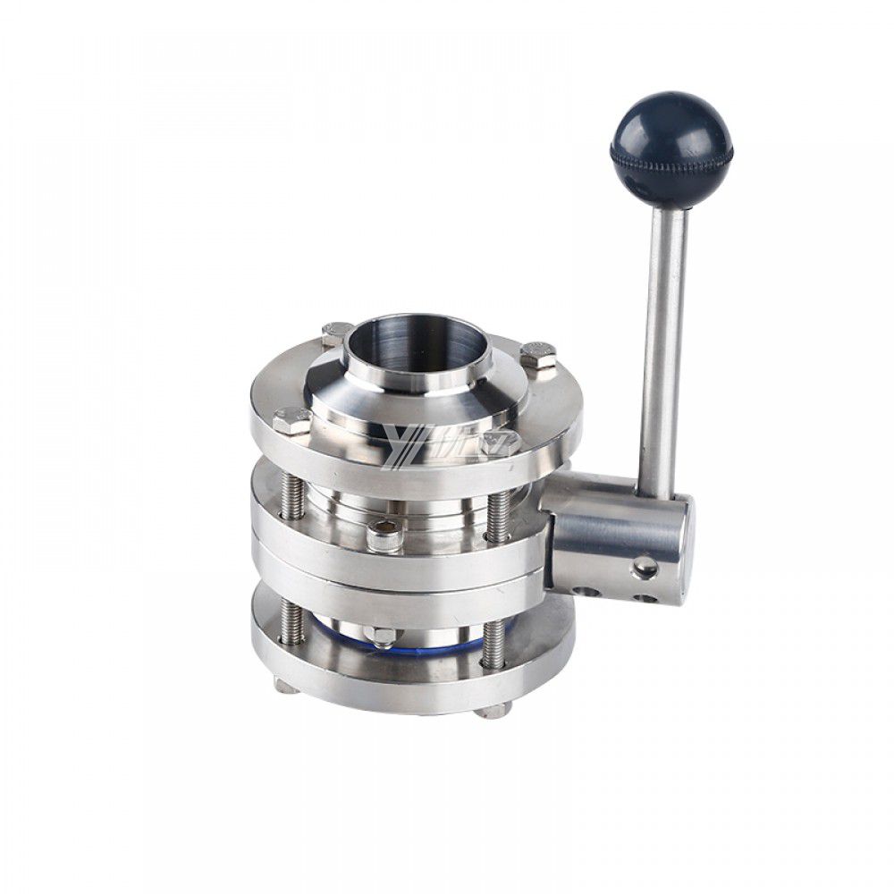 YOULI Hygienic Food Grade Stainless Steel 3A/SMS/DIN 304 316 Silicon Sanitary Manual Three Piece Butt Welded Butterfly Valve