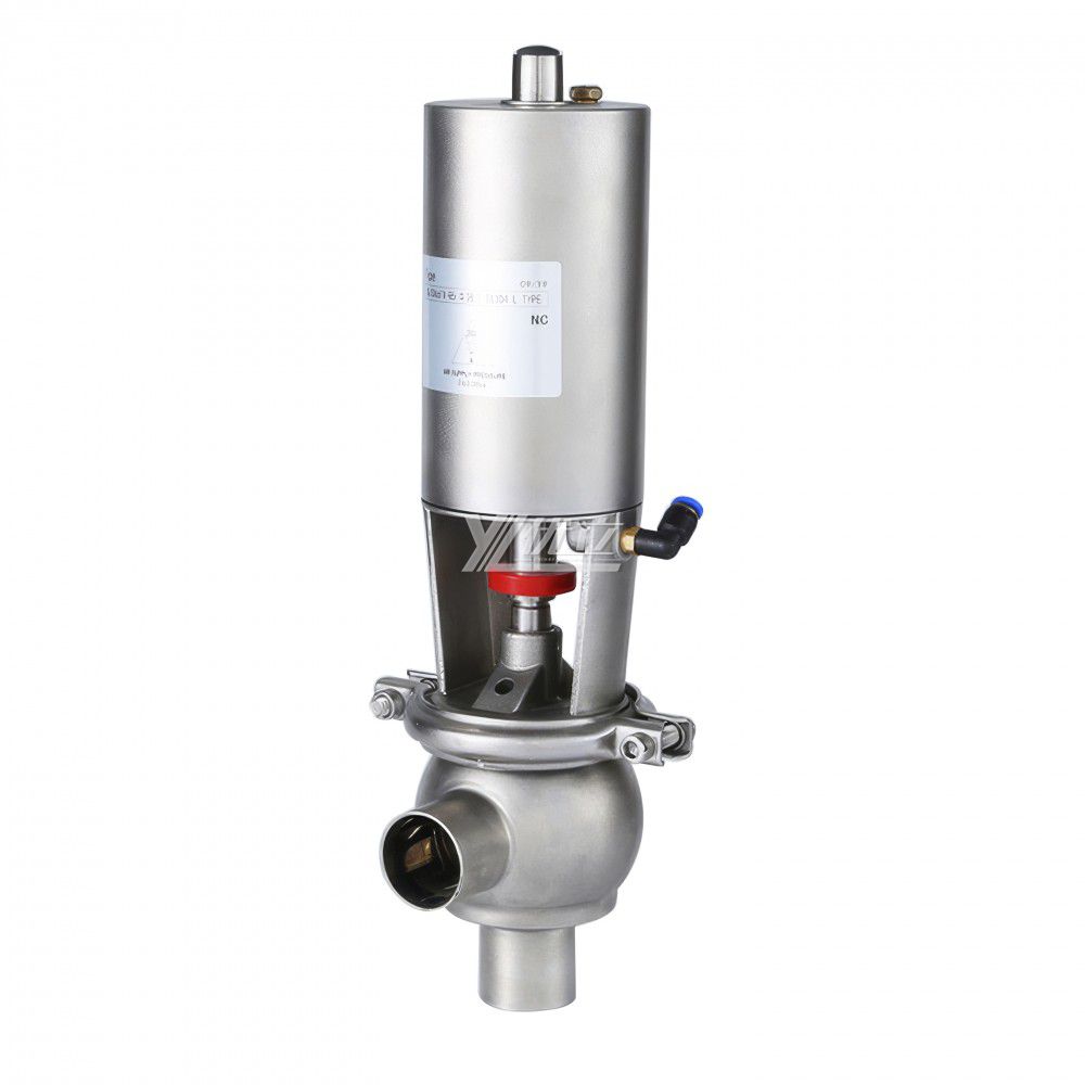 YOULI Hygienic Food Grade Sanitary Stainless Steel 304 316L Feedback signal Pneumatic L Type Butt Welded Cut-off Stop Valve