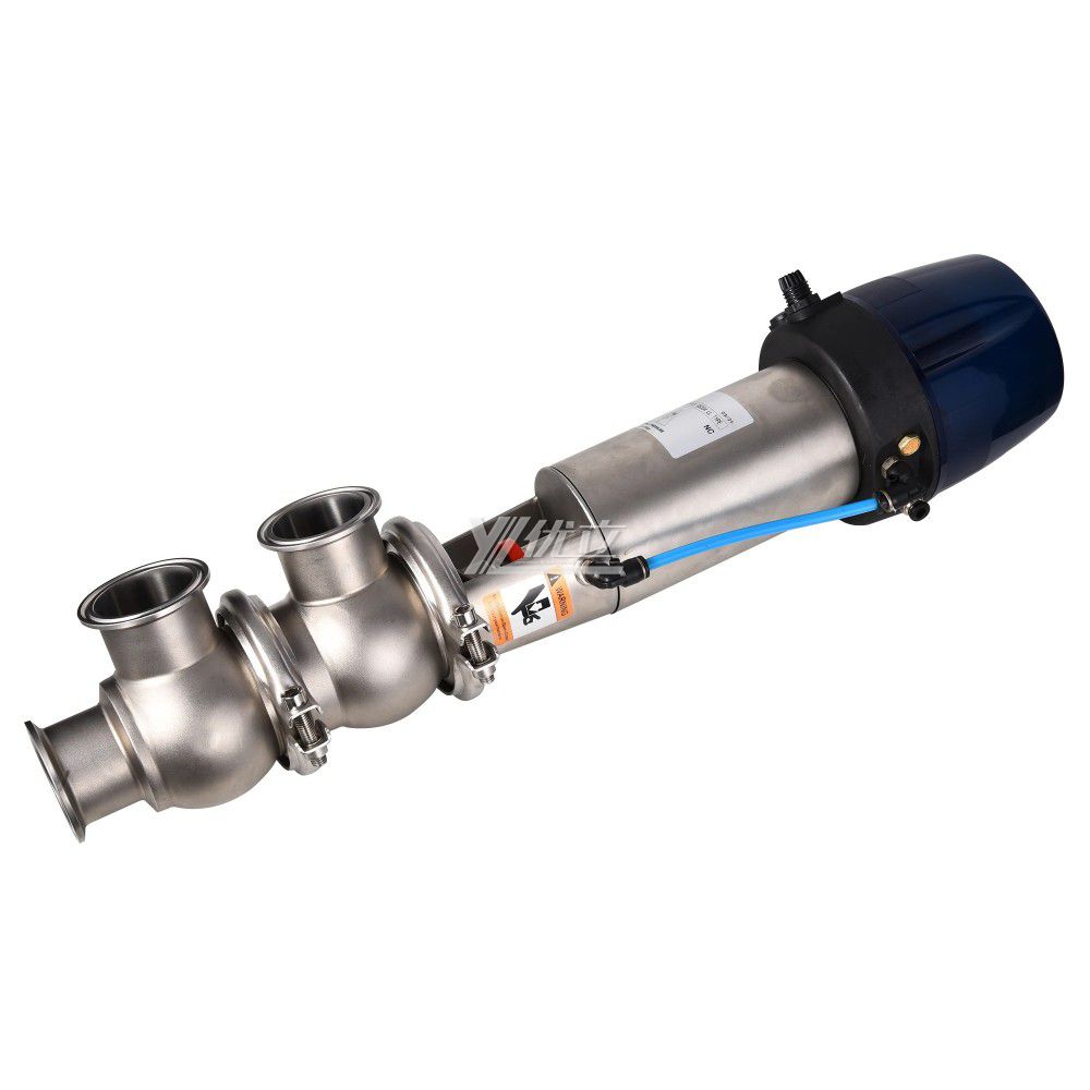 YOULI Hygienic Food Grade Sanitary Stainless Steel 304 316L Intelligent Pneumatic LL Type Tri Clamped  Reversing Divert Valve