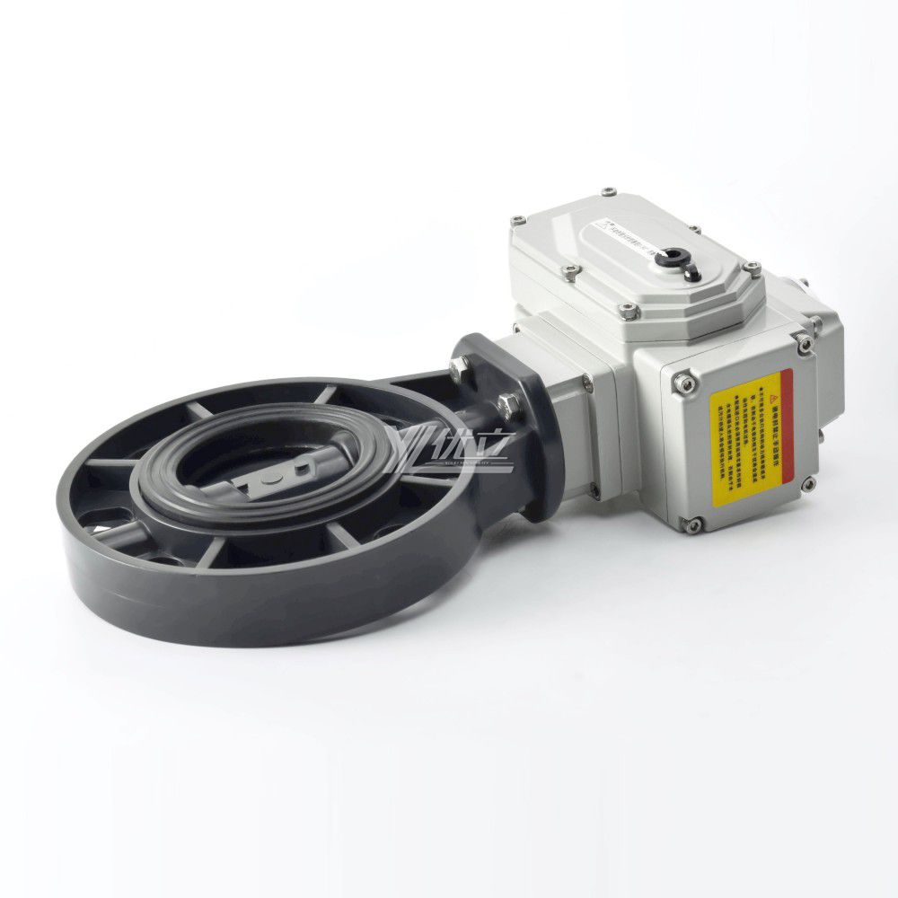 YOULI Zero Leakage Acid and Alkali Resistant PPH PVC UPVC CPVC Plastic DC24V Electric Motorized Actuatorr Wafer Butterfly Valve