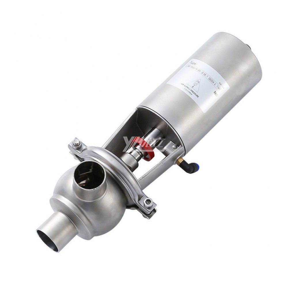 YOULI Hygienic Food Grade Sanitary Stainless Steel 304 316L Feedback signal Pneumatic L Type Butt Welded Cut-off Stop Valve