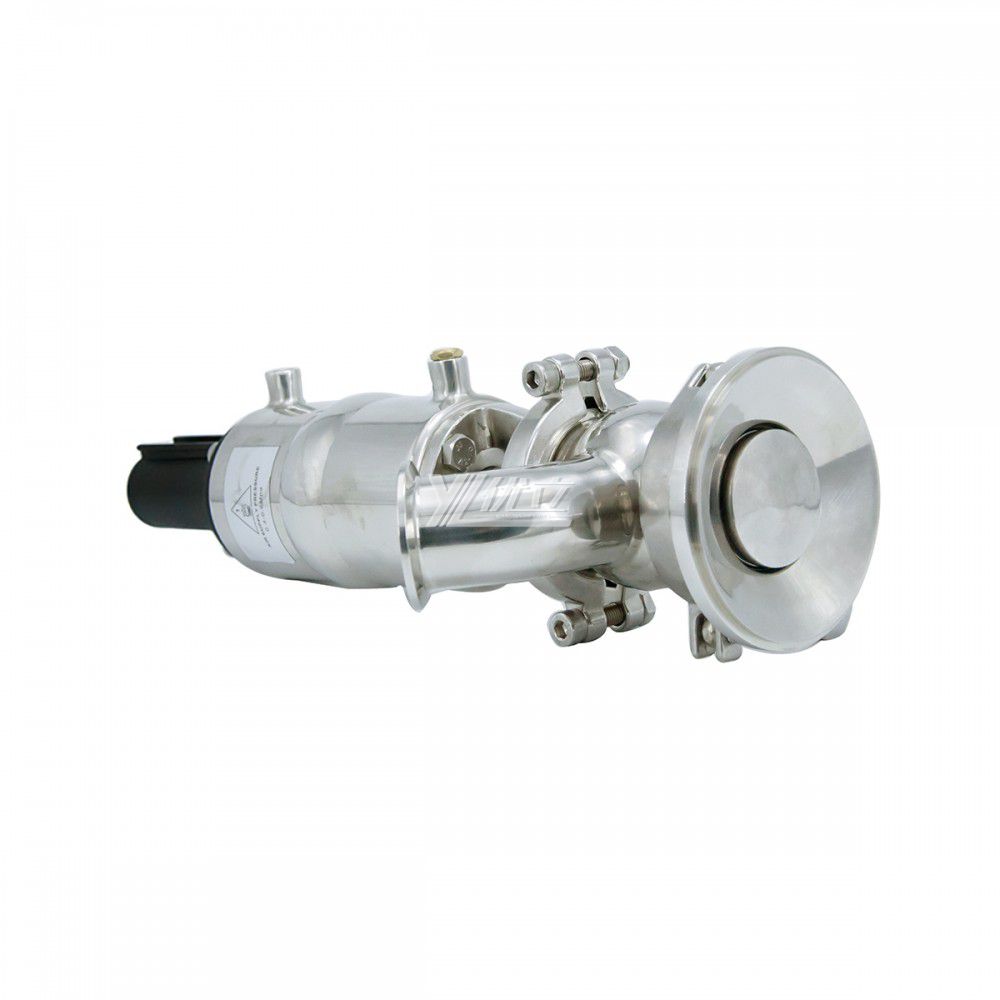YOULI Hygienic Food Grade Sanitary Stainless Steel 304 316L  Pneumatic Elbow Type Clamped Tank Bottom Seat Valve
