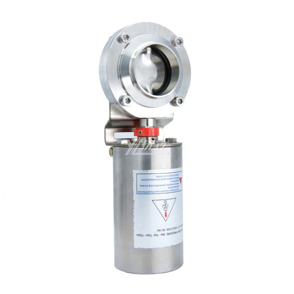 YOULI Hygienic Food Grade Stainless Steel 3A/SMS/DIN 304 316 Silicon Sanitary Butt Welded butterfly Valve Pneumatic Actuator