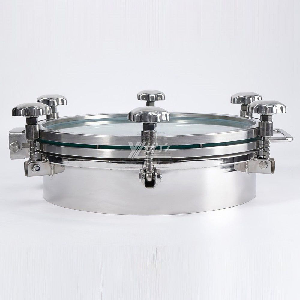 YOULI Hygienic Food Grade SS 304 316L Stainless Steel Full Sight Glass Pressure Tanks Sanitary Outward Manhole Round Manway