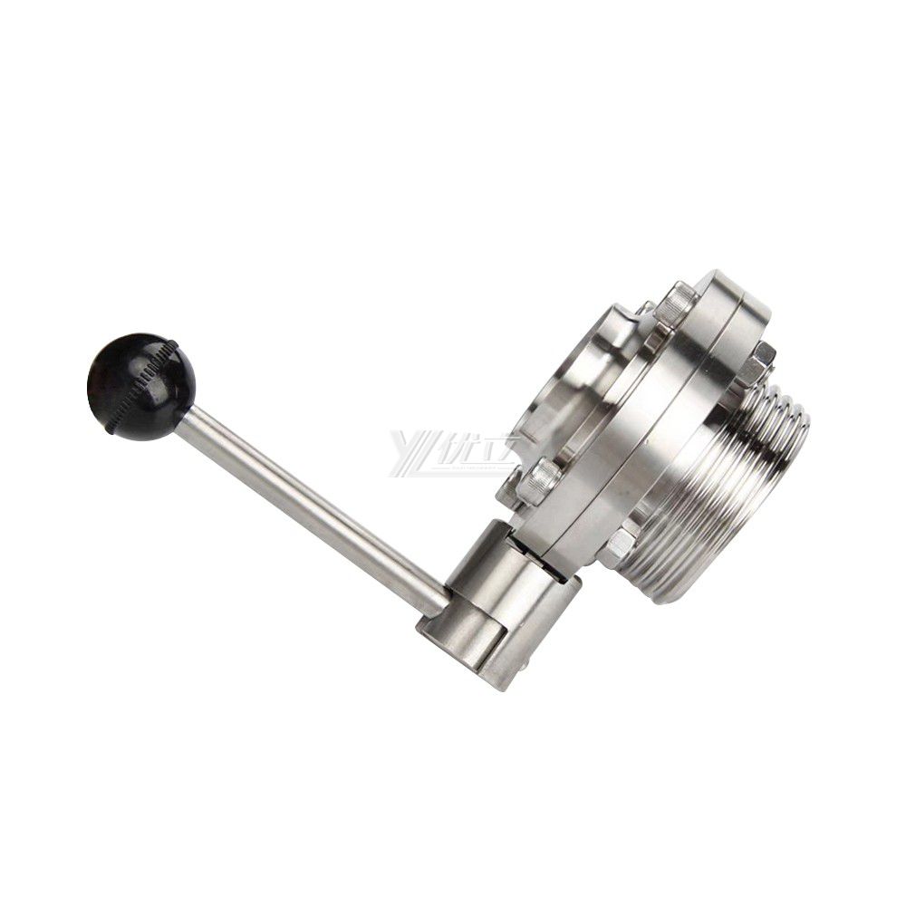 YOULI Hygienic Food Sanitary Stainless Steel 3A/SMS/DIN 304 316 Silicon Lever Handle Manual Male Threaded Welded Butterfly Valve