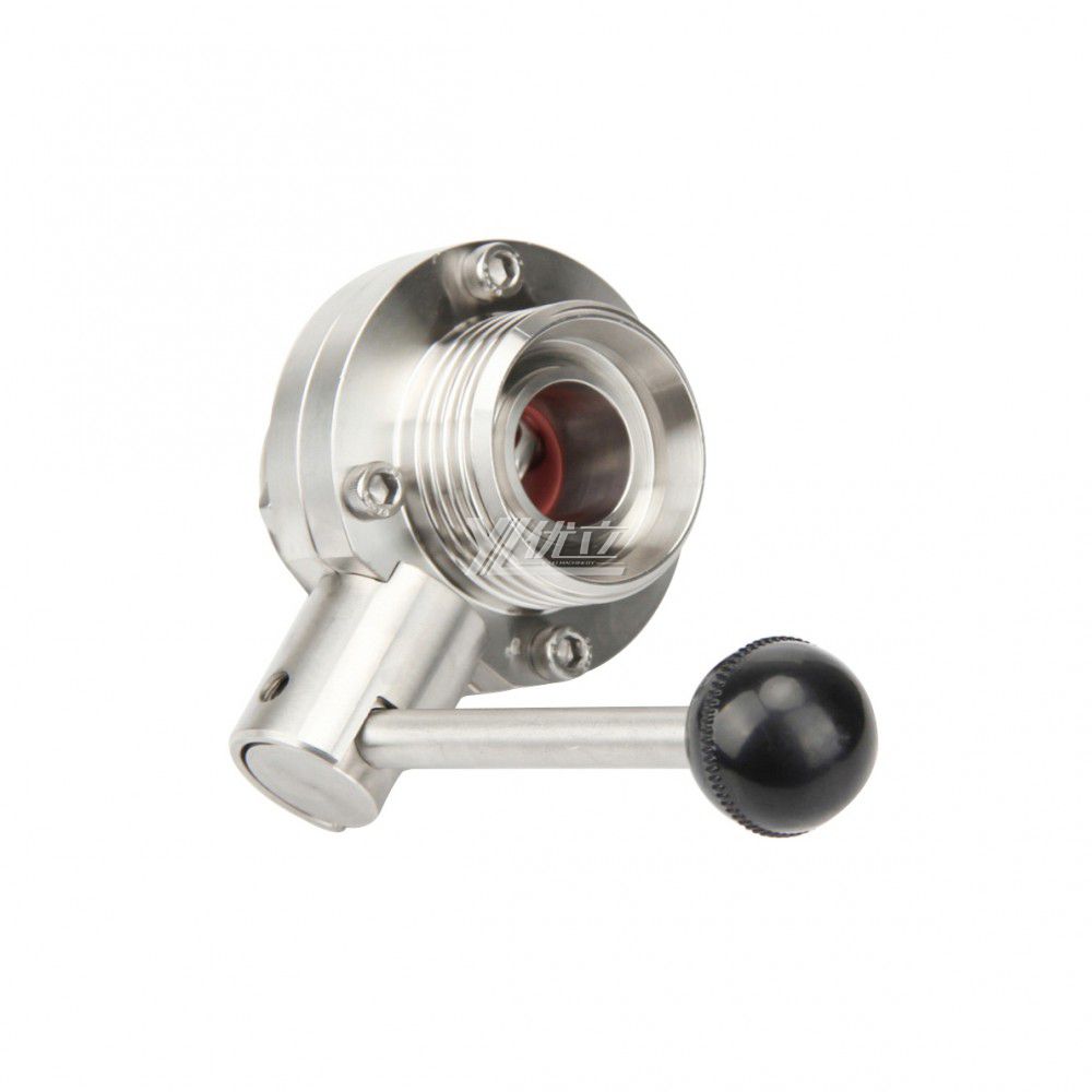 YOULI Hygienic Food Grade Stainless Steel 3A/SMS/DIN 304 316L Silicon Sanitary Manual Male Threaded Butterfly Valve