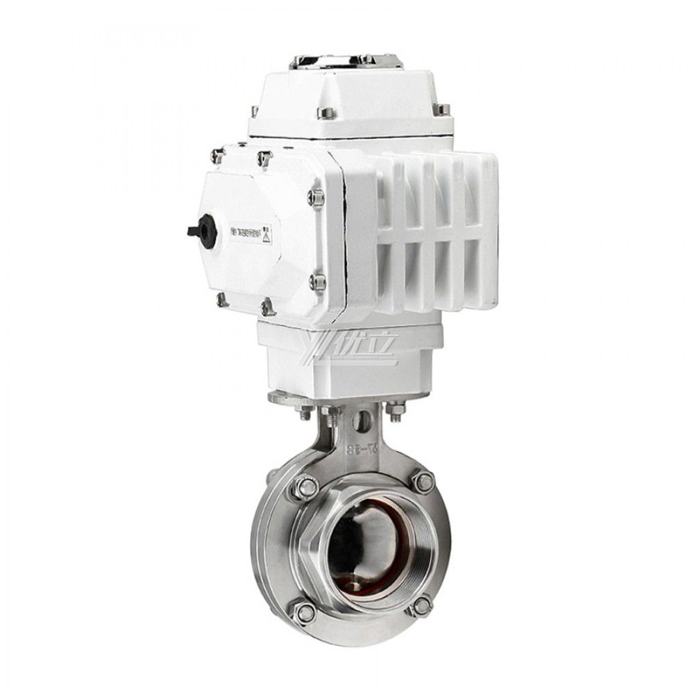 YOULI Hygienic Food Grade Stainless Steel 304 316L Motorized AC220V Sanitary Electric Threaded Control Butterfly Valve