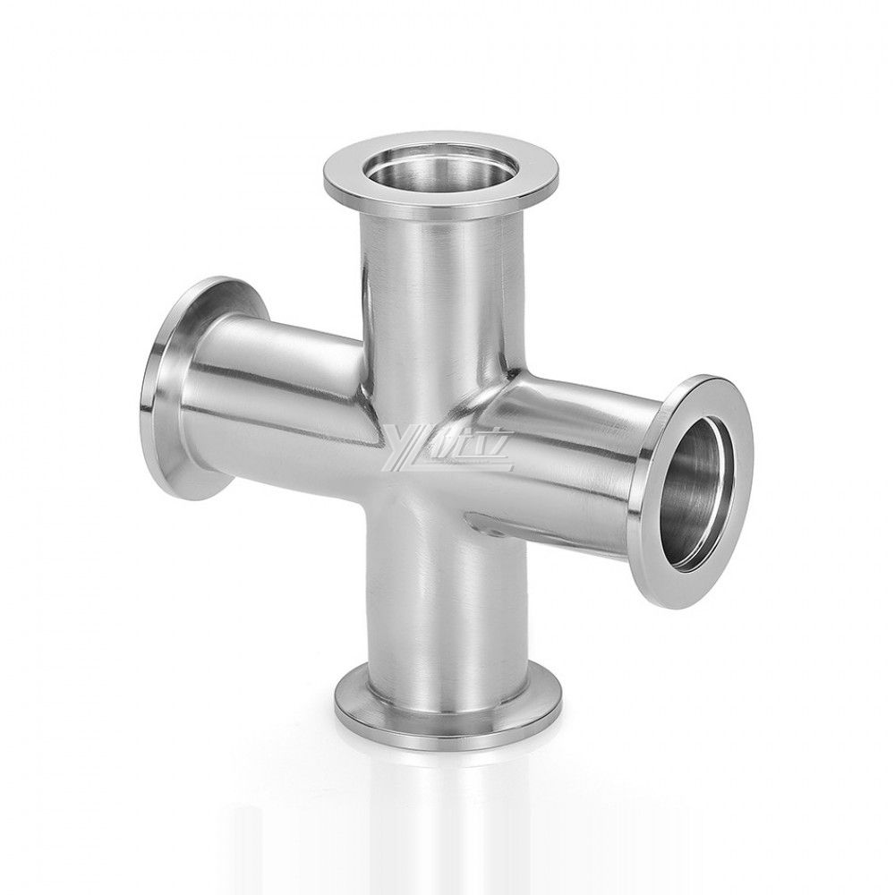 YOULI Hygienic Food Grade Sanitary Stainless Steel 304 SS316L KF25 KF40 KF50 4 Way Tri-clamp Pipe Fitting Equal Vacuum Cross