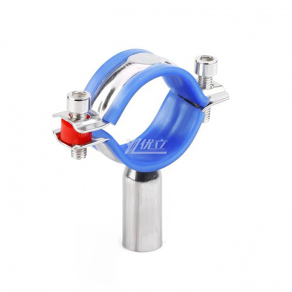 YOULI Sanitary Pipe Fittings Tri Clamp Tube Hex Pipe Holder Stainless Steel 304 With Blue Seat Seal Welded Round Pipe Holder