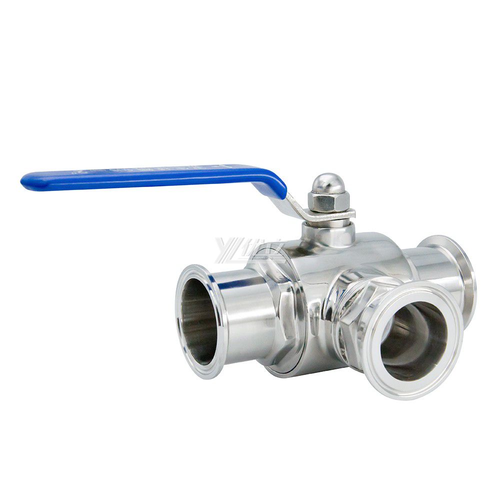 YOULI Hygienic Food Grade Stainless Steel Ss 304 316 T/L Type Milk Juice Sanitary Manual Three Way Tri Clamped Ball Valve