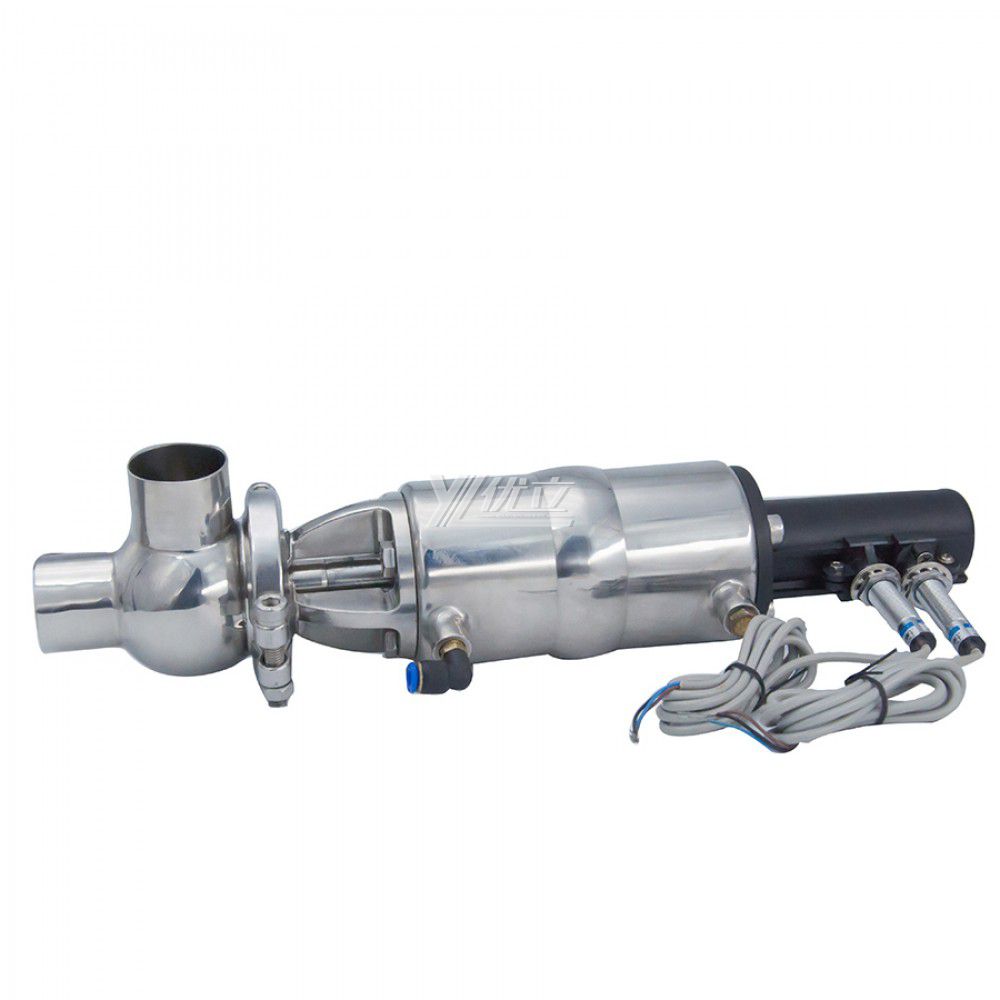 YOULI Hygienic Food Grade Sanitary Stainless Steel 304 316 Feedback signal Pneumatic L Type Butt Welded Cut-off Globe Stop Valve