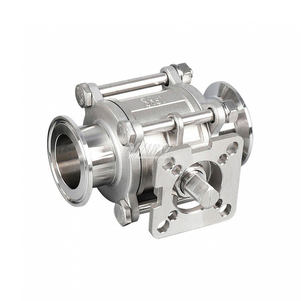 YOULI High Temperature ISO 5211 Mounting Pad Clamp 50.5mm  Pn16 Stainless Steel 304 316  Manual 3PC Tri Clamped Ball Valve