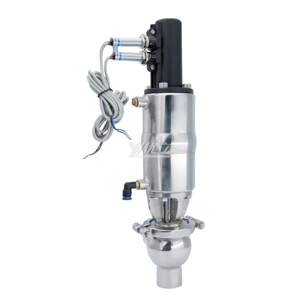 YOULI Hygienic Food Grade Sanitary Stainless Steel 304 316 Feedback signal Pneumatic L Type Butt Welded Cut-off Globe Stop Valve