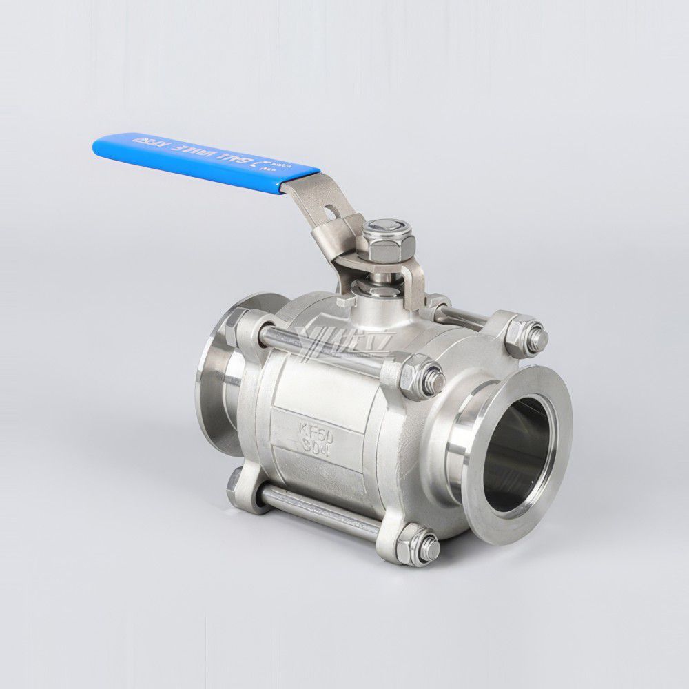 YOULI Stainless Steel Negative Pressure 304 316 KF50 Clamp 75mm KF Manual 3-piece Vacuum Tri Clamped Ball Valve
