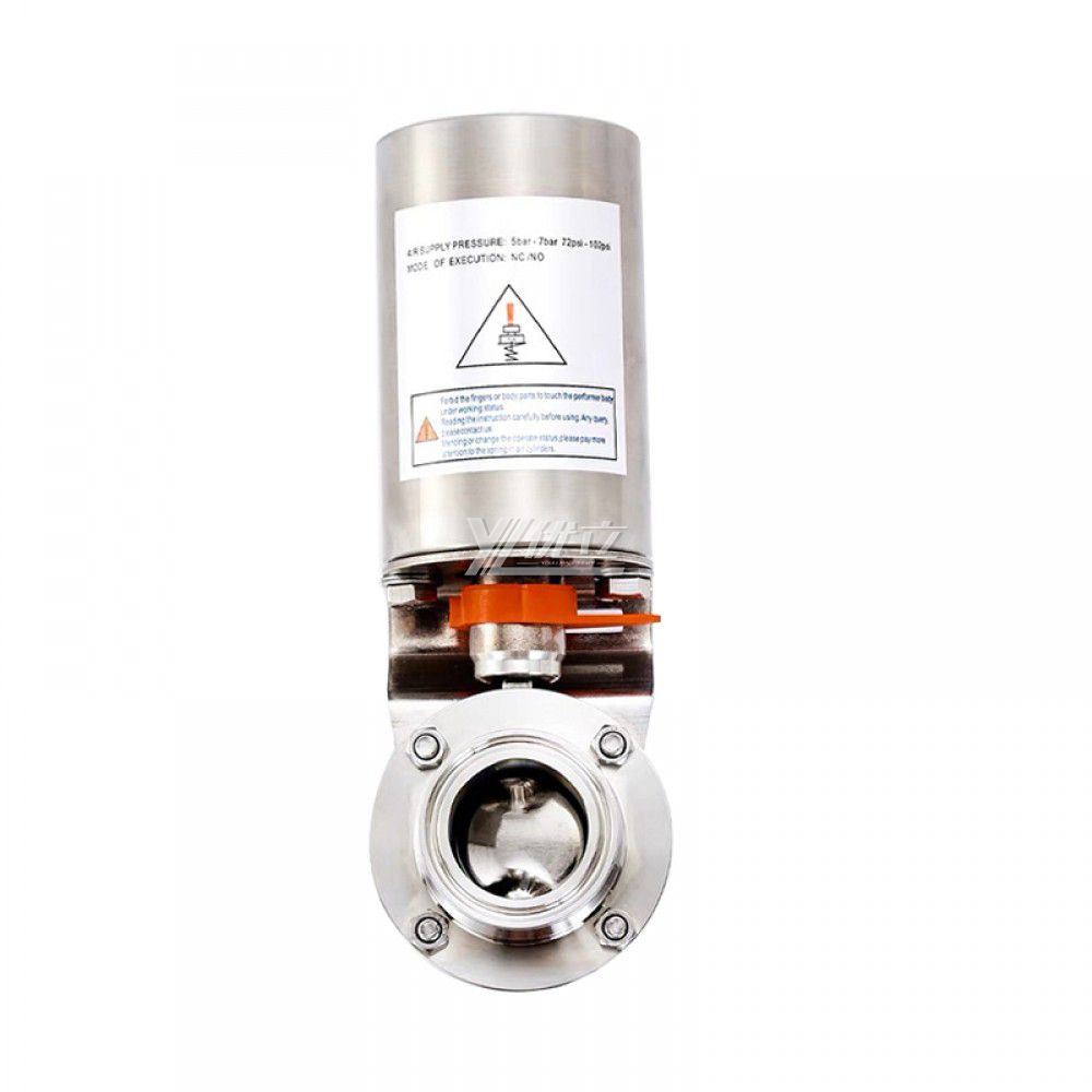 YOULI Hygienic Food Grade  Stainless Steel 3A/SMS/DIN 304 316 Silicon EPDM Sanitary Pneumatic Tri Clamped Butterfly Valve