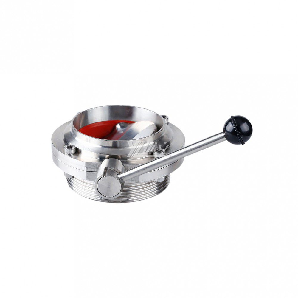 YOULI Hygienic Food Sanitary Stainless Steel 3A/SMS/DIN 304 316 Silicon Lever Handle Manual Male Threaded Welded Butterfly Valve