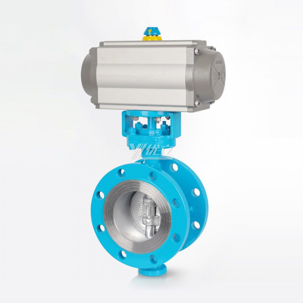YOULI ANSI 150LB Stainless Steel 304 316 Pn16 WCB High Temperature Pneumatic Actuator Three Eccentric Flanged Butterfly Valve
