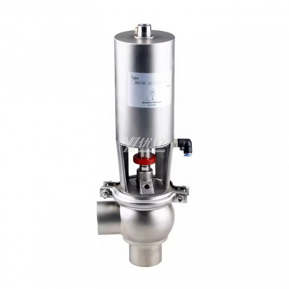 YOULI Hygienic Food Grade Sanitary Stainless Steel 304 316L Feedback signal Pneumatic L Type Butt Welded Cut-off Stop Valve