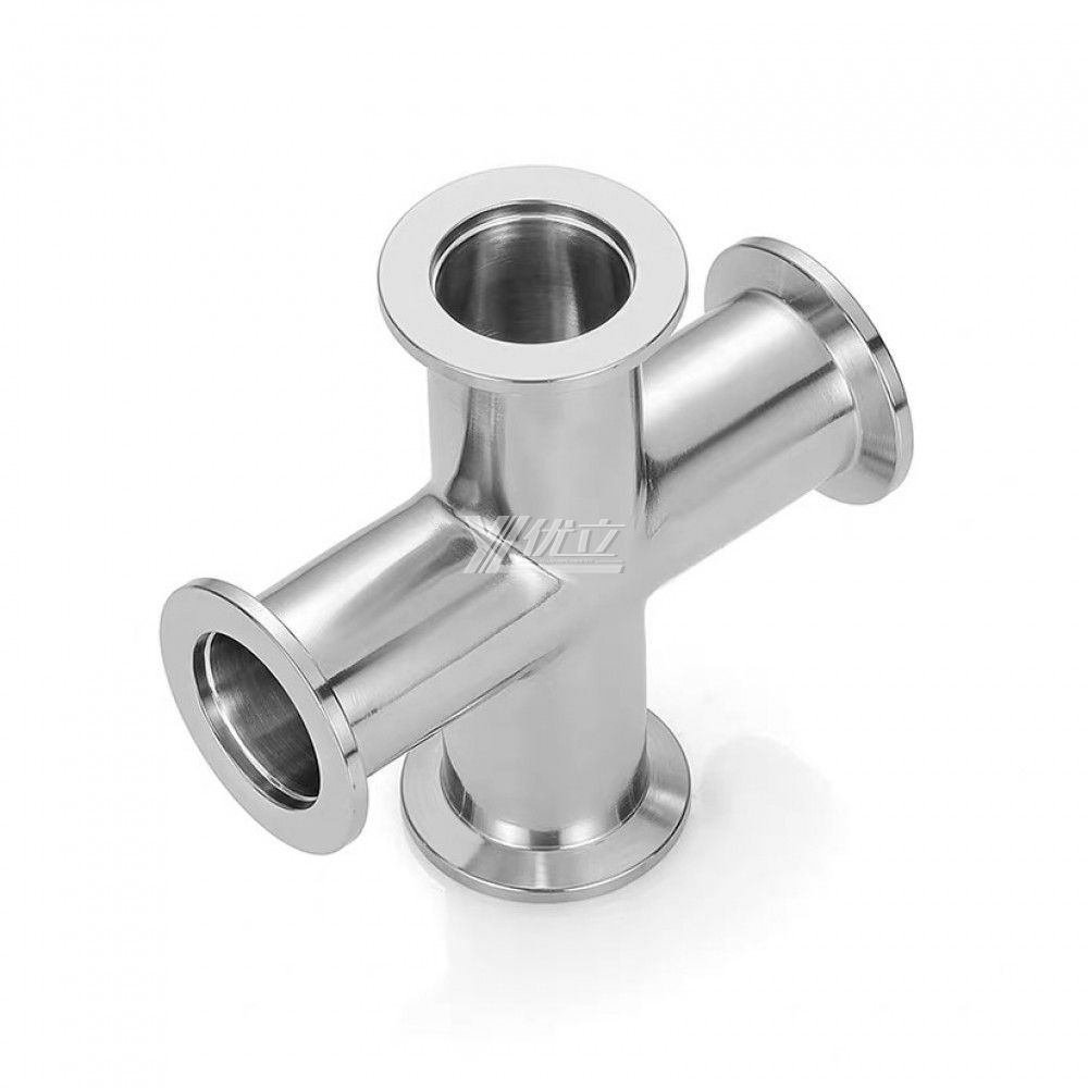 YOULI Hygienic Food Grade Sanitary Stainless Steel 304 SS316L KF25 KF40 KF50 4 Way Tri-clamp Pipe Fitting Equal Vacuum Cross
