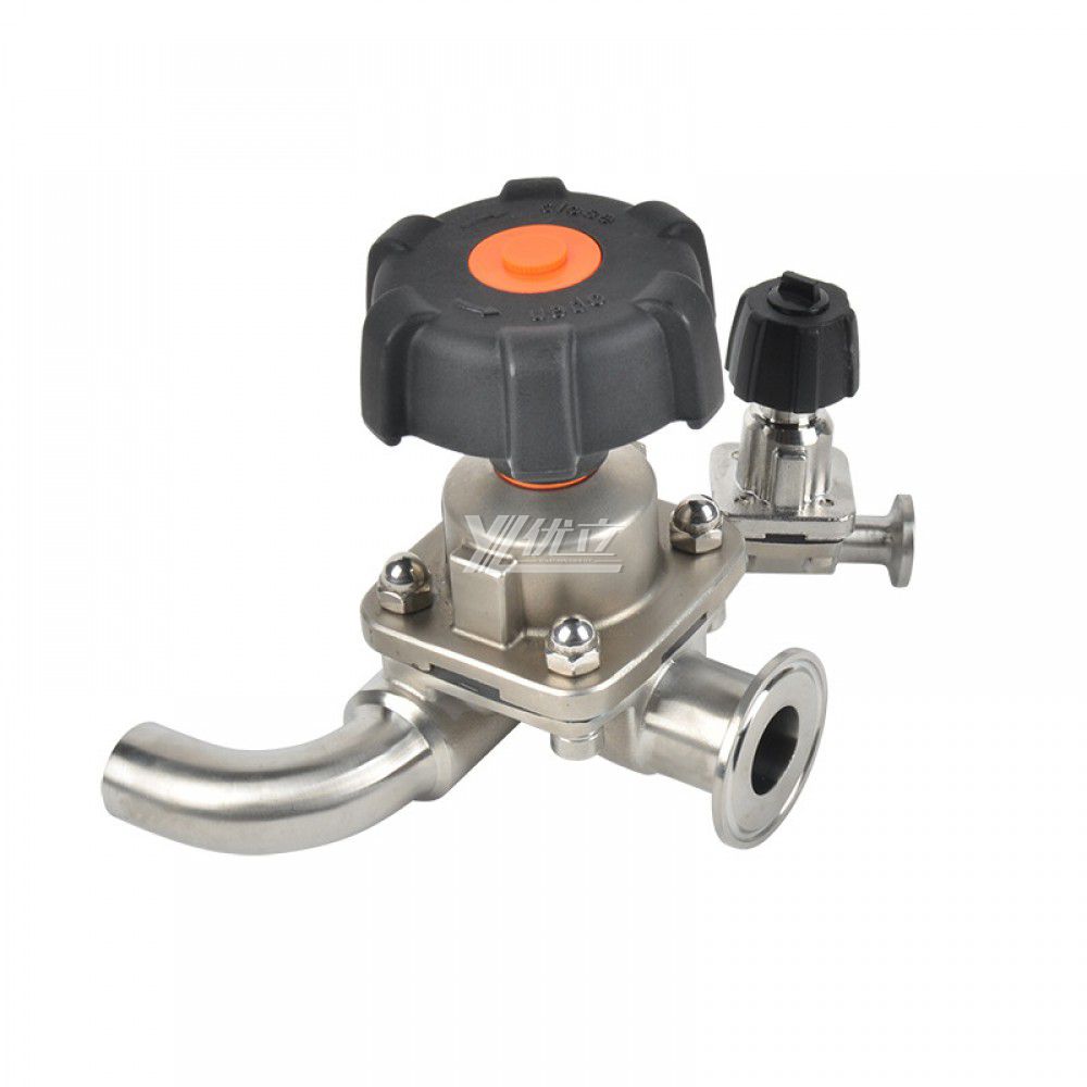 YOULI Hygienic Food Grade Sanitary Stainless Steel 316L with Sample U Type 3 Way Butt Welded Tri-Clamped Diaphragm Valve