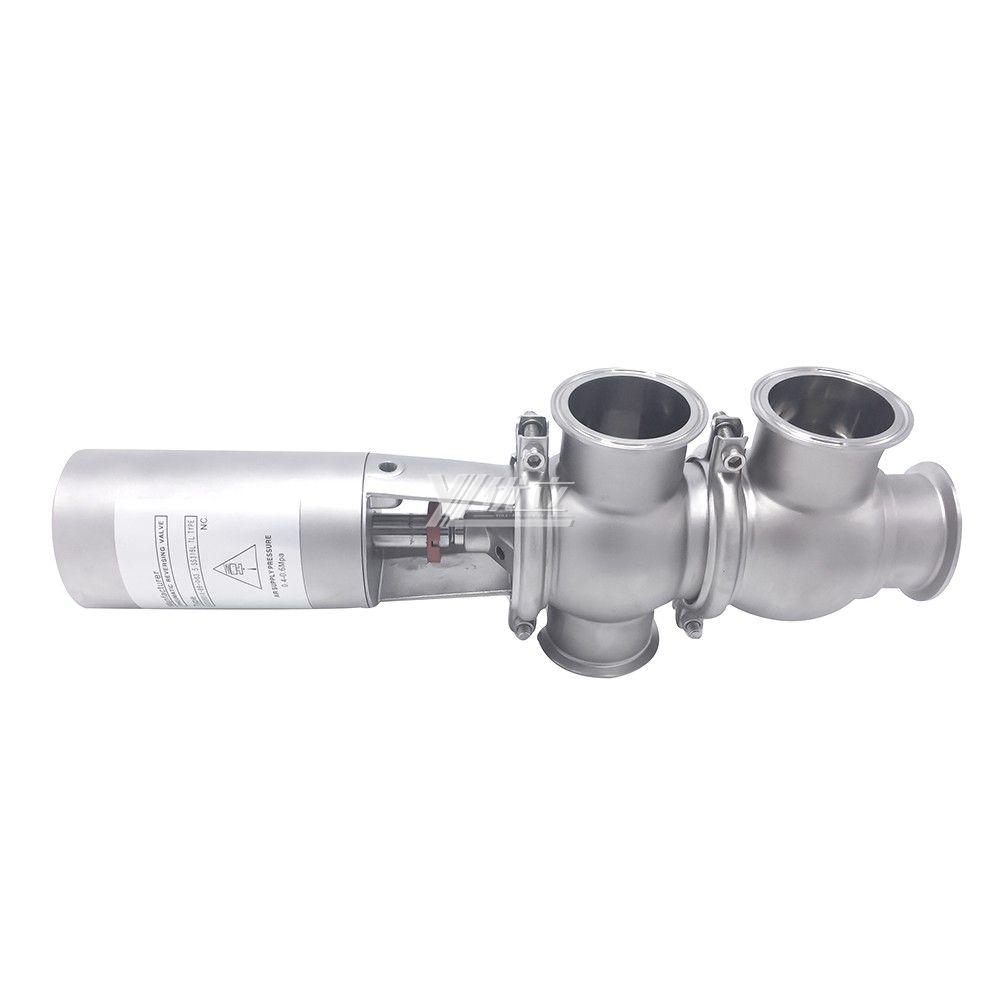 YOULI Hygienic Food Grade Sanitary Stainless Steel 304 316L Stop Pneumatic TL Type Tri Clamped  Reversing Divert Valve
