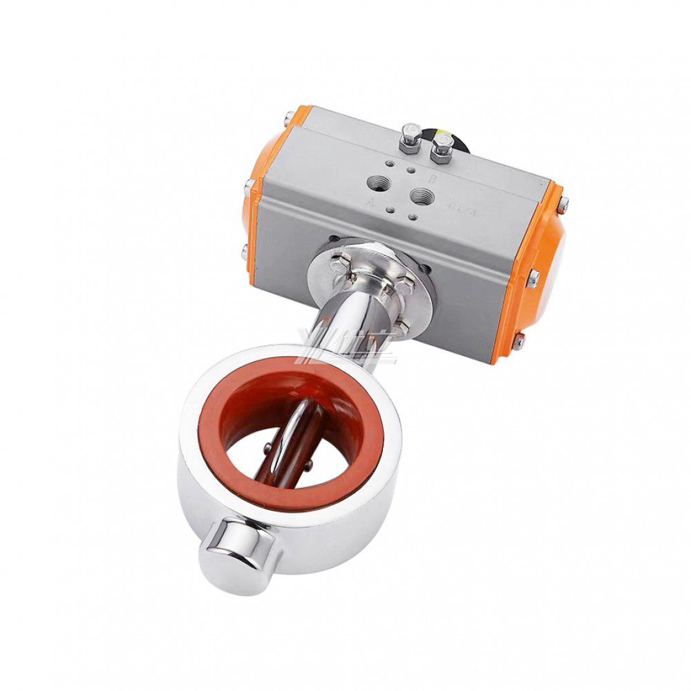 YOULI Top-Quality AT63 Hygienic Food Grade Stainless Steel 304 316L Sanitary Spring Return Pneumatic Wafer Butterfly Valve